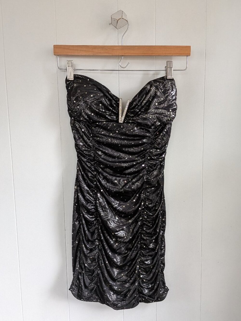 VINTAGE Y2K Taboo Strapless Ruched Sequin Cocktail Dress